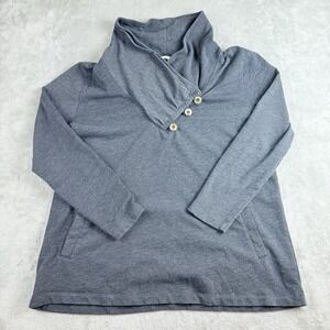 Soft Surroundings Top XL Gray Kassidy Cowl Neck French Terry Tunic Button Detail